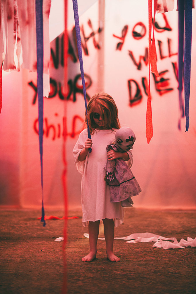 halloween costume , little girl as a zombie 